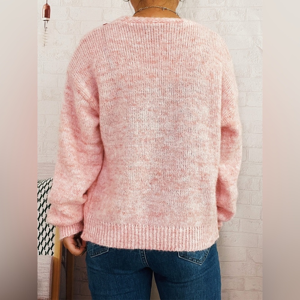 Cherry Button-Front Long Sleeve Cardigan - Picture 3 of 10